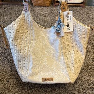 NWT Sakroots The Sak Roma Shopper Hobo Shoulder Bag Purse Woven Straw Canvas
